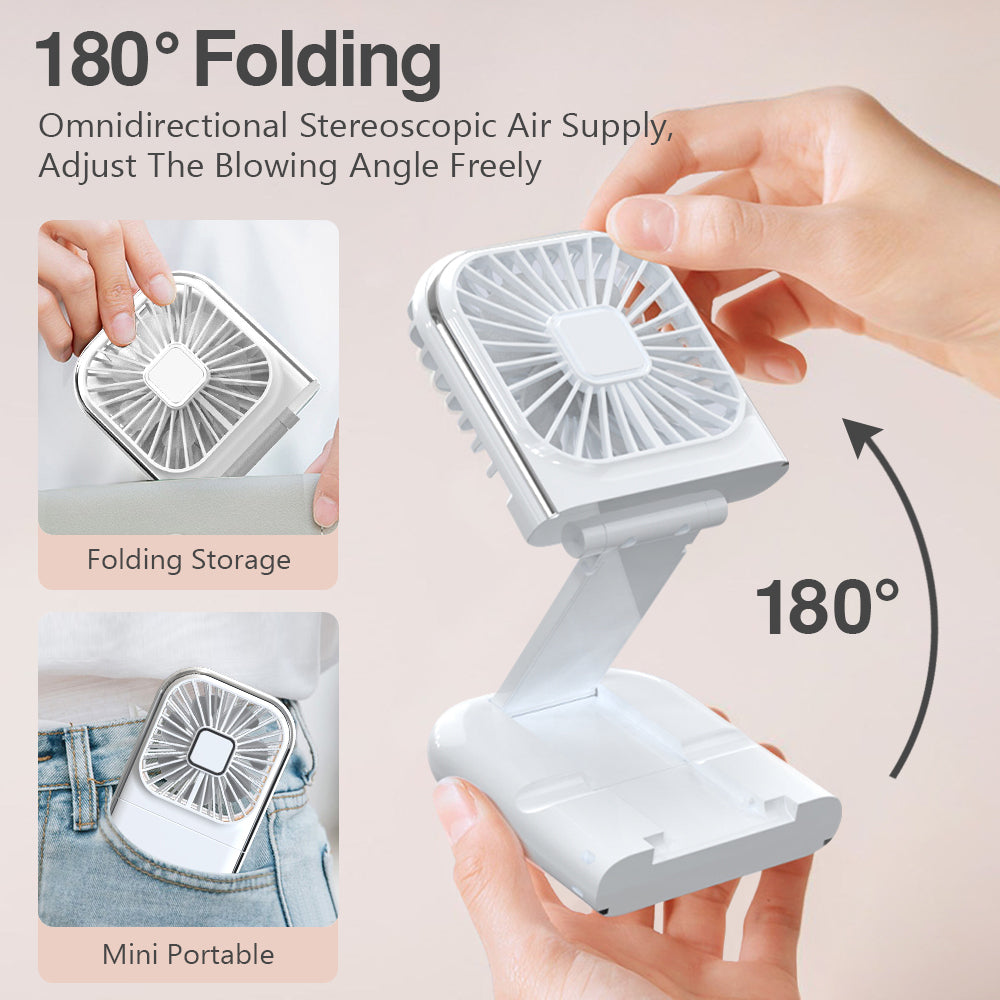 Rechargeable Battery-Powered Phone Stand with Cooling Fan for Summer Use