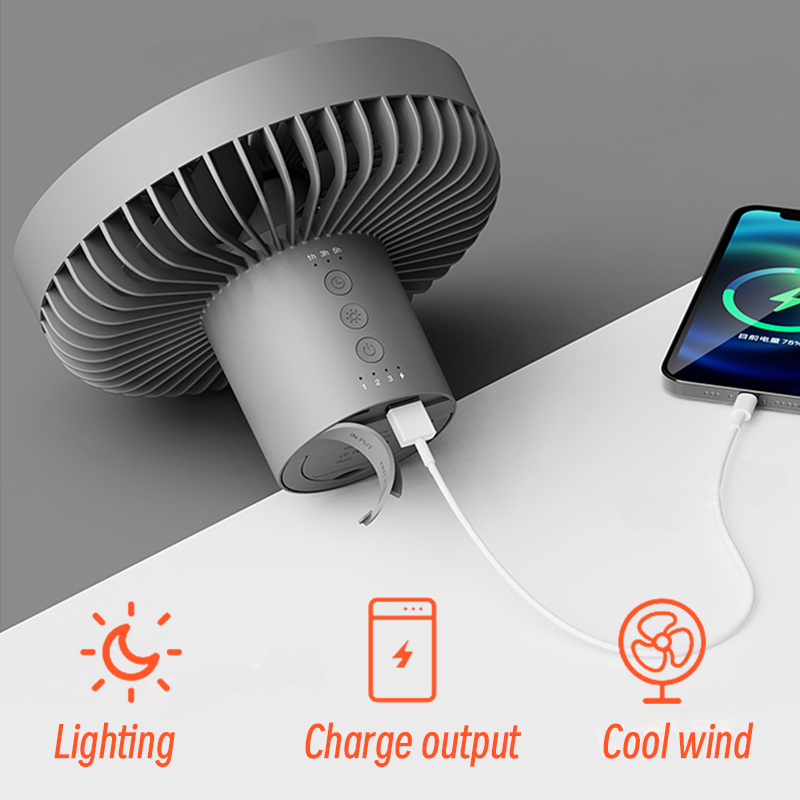 Compact Rechargeable Fan with LED Light and Power Bank – Travel Friendly