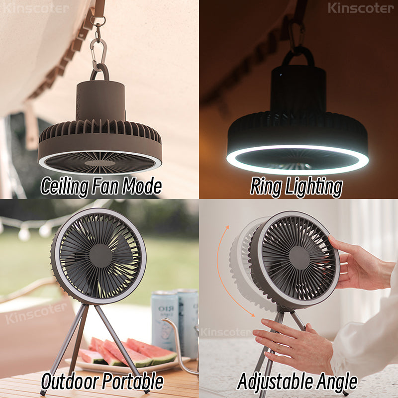 Compact Rechargeable Fan with LED Light and Power Bank – Travel Friendly