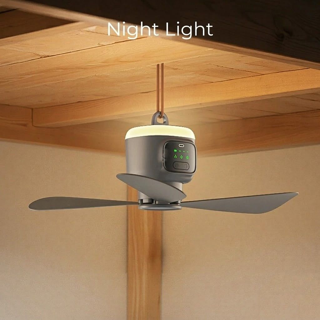 Rechargeable Portable Fan with Light and Remote – Dual Functionality