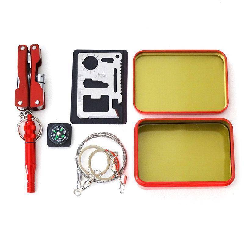 Compact Metal Box Emergency Survival Kit | Roadside Safety Tools