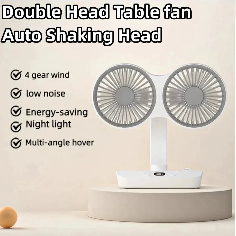 Compact Desk Fan with LED Light and Adjustable Angle for Cooling