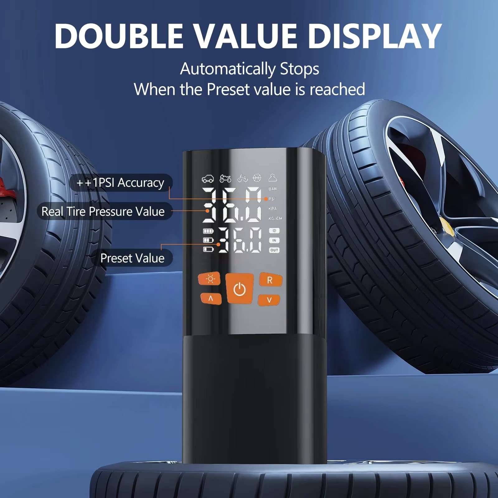 Compact 180 PSI Air Compressor with Rechargeable 25000mAh Battery