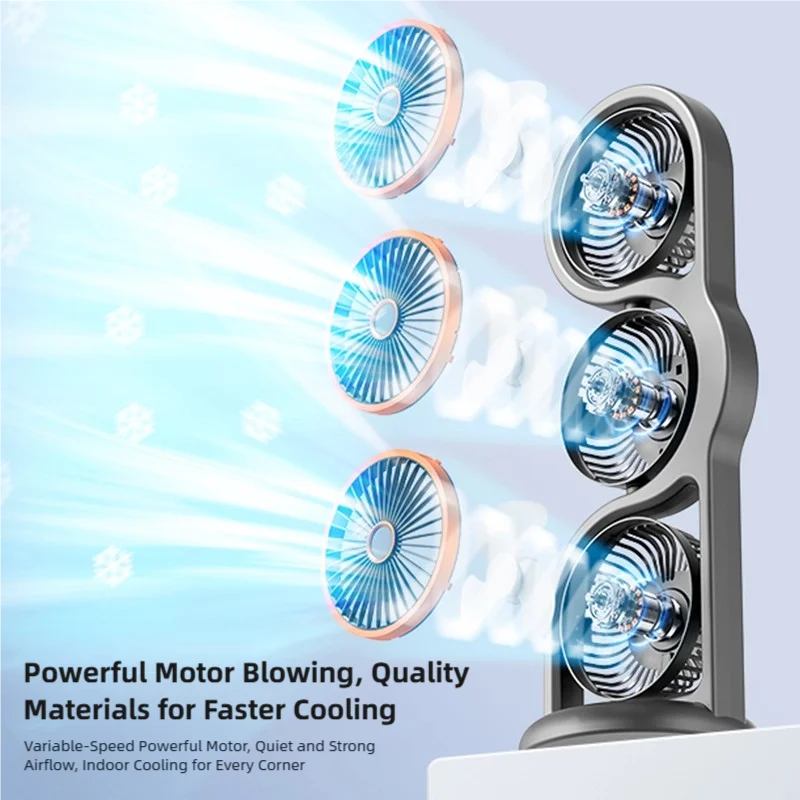 Compact Rechargeable Fan with USB – 360° Rotation and 5 Speed Levels