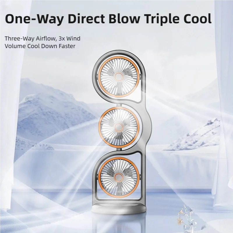 Compact Rechargeable Fan with USB – 360° Rotation and 5 Speed Levels