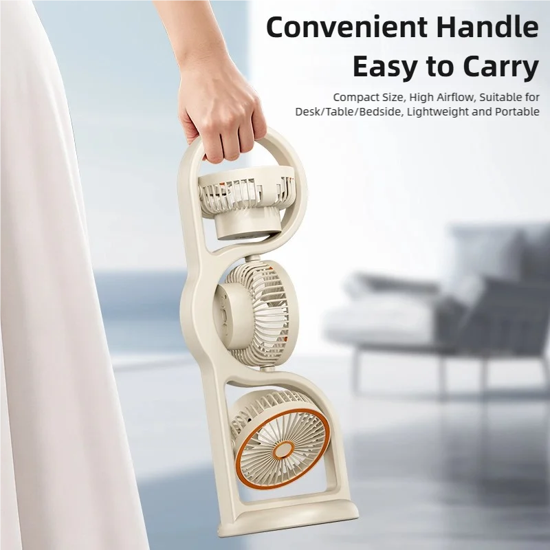 Compact Rechargeable Fan with USB – 360° Rotation and 5 Speed Levels