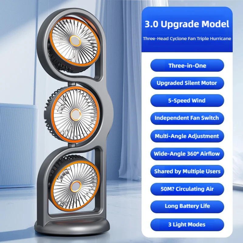 Compact Rechargeable Fan with USB – 360° Rotation and 5 Speed Levels