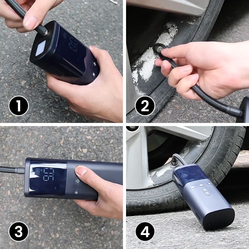 Wireless Portable Tire Inflator for Cars – USB Rechargeable Air Compressor