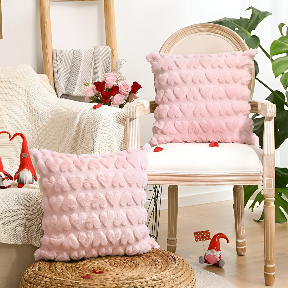 Charming Heart-Themed Pillow Covers for Valentine's Day