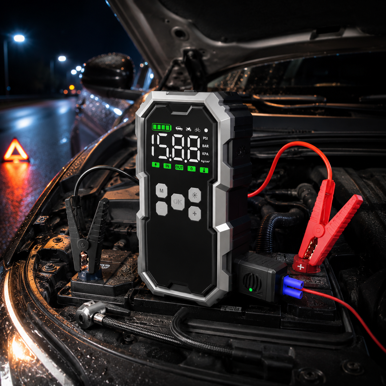 7000A Portable Jump Starter with 150 PSI Air Pump & 30000mAh Power Bank for 12V Cars