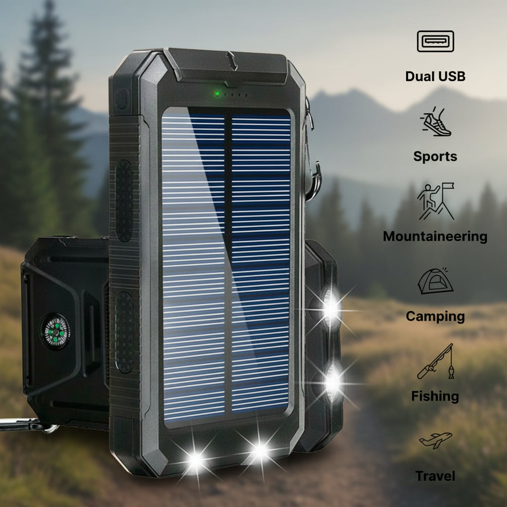 Rugged 20000mAh Solar Charger: Waterproof Power for Adventures