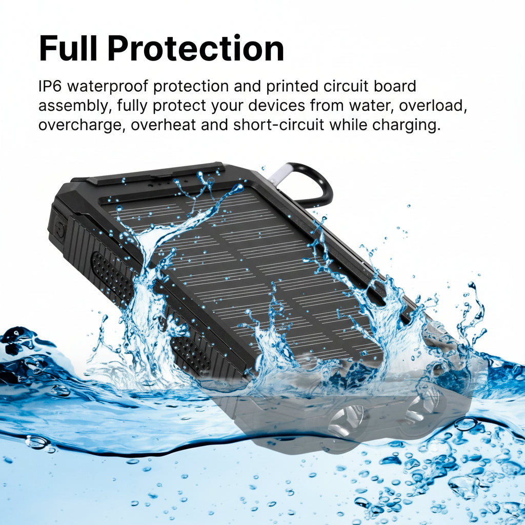 Rugged 20000mAh Solar Charger: Waterproof Power for Adventures