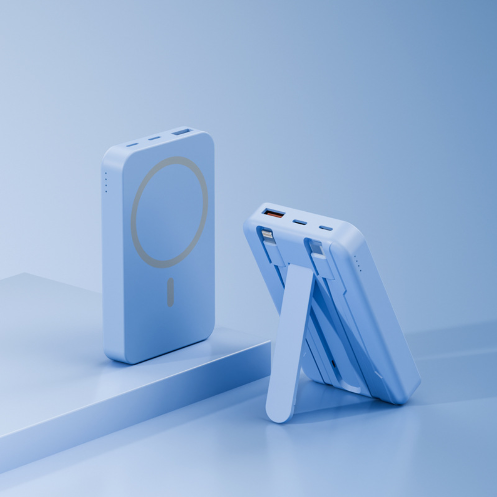 Portable Magnetic Wireless Charger with Stand and 10,000mAh Power