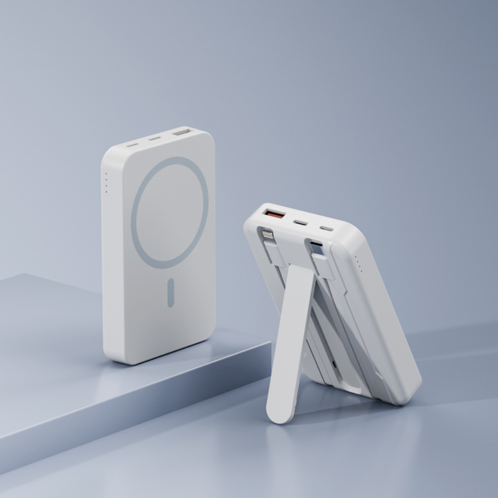 Portable Magnetic Wireless Charger with Stand and 10,000mAh Power