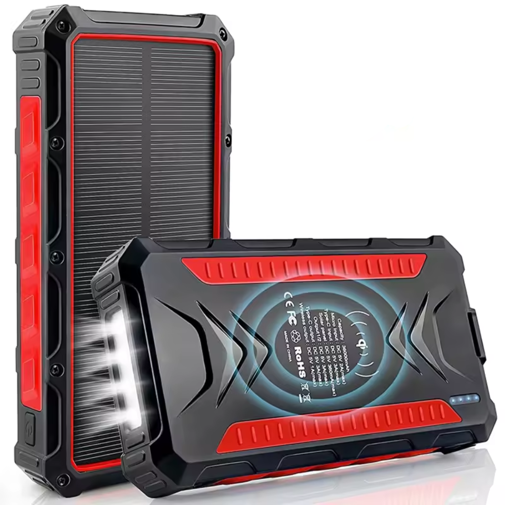 36000mAh Solar Battery Pack with Flashlight - Quick Charge Capability