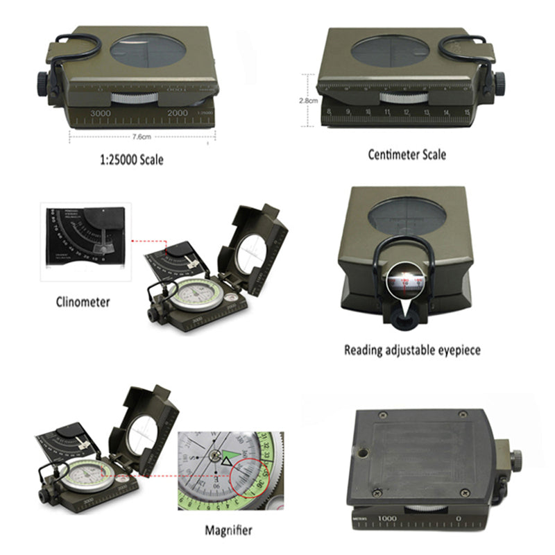 Multi-Functional Compass with Adjustable Lens – Waterproof for Outdoor Use
