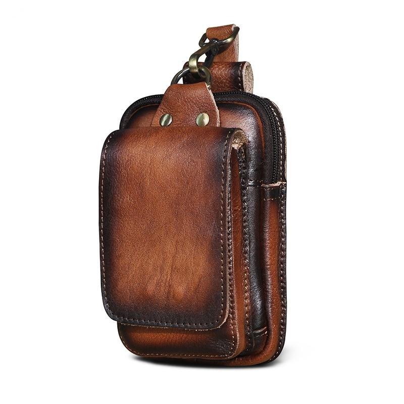 Men's Adjustable Strap Leather Waist Bag – Stylish and Durable for Daily Use