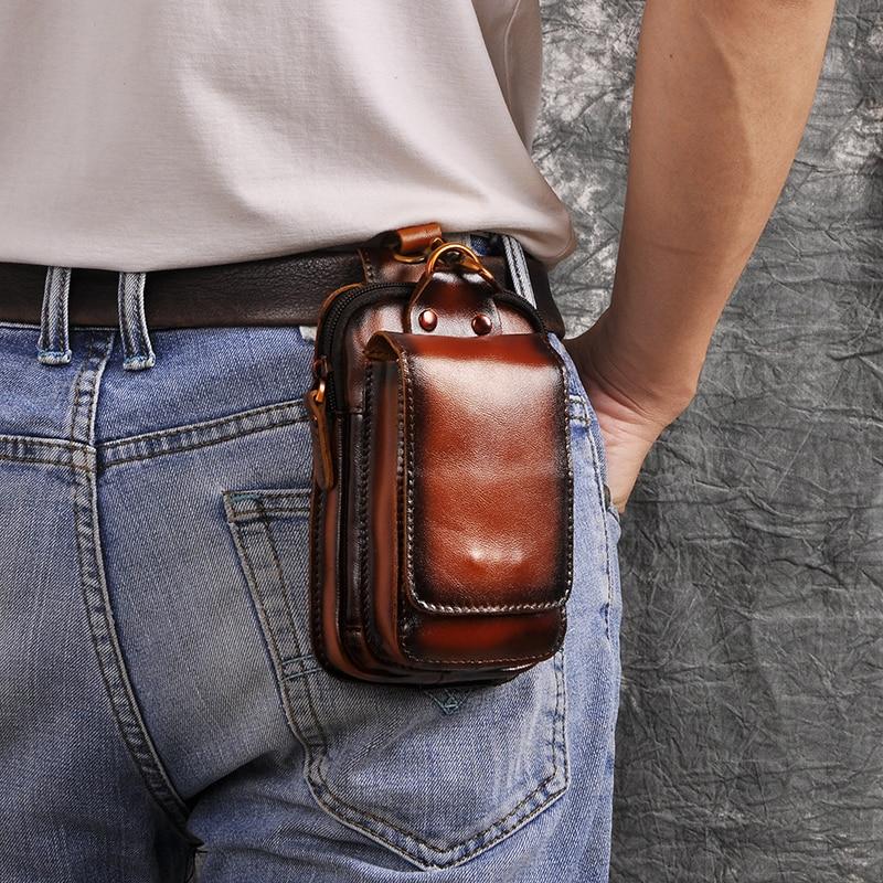 Men's Adjustable Strap Leather Waist Bag – Stylish and Durable for Daily Use
