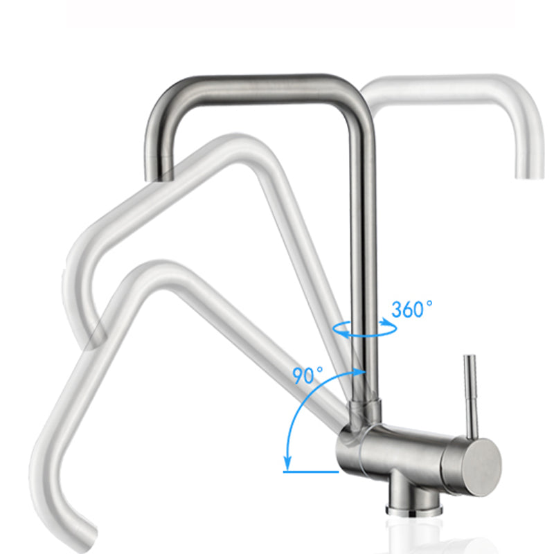 Modern Lead-Free Kitchen Tap with 360° Swivel in Stainless Steel