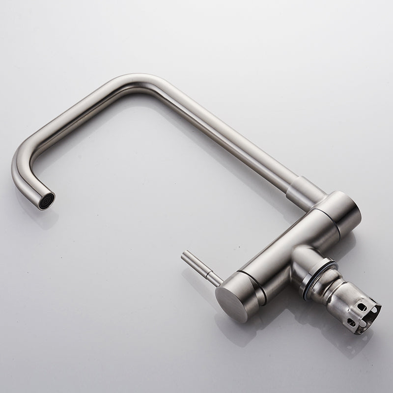 Modern Lead-Free Kitchen Tap with 360° Swivel in Stainless Steel