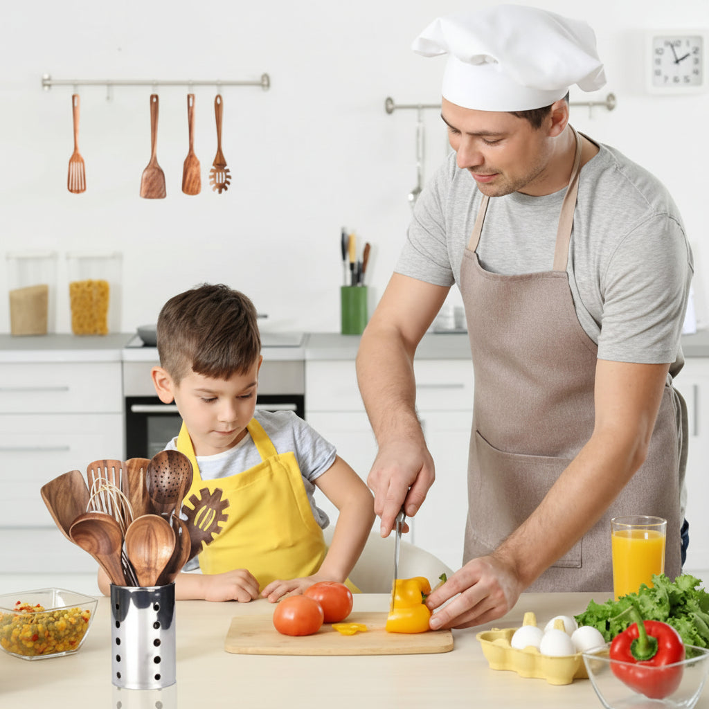 Essential Wooden Kitchen Utensils Set - Scratch-Free & Heat-Resistant