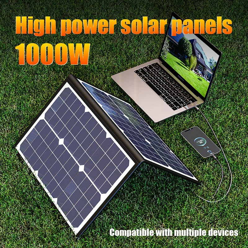 Foldable Solar Charger with MPPT Technology & USB-C for Outdoor Use