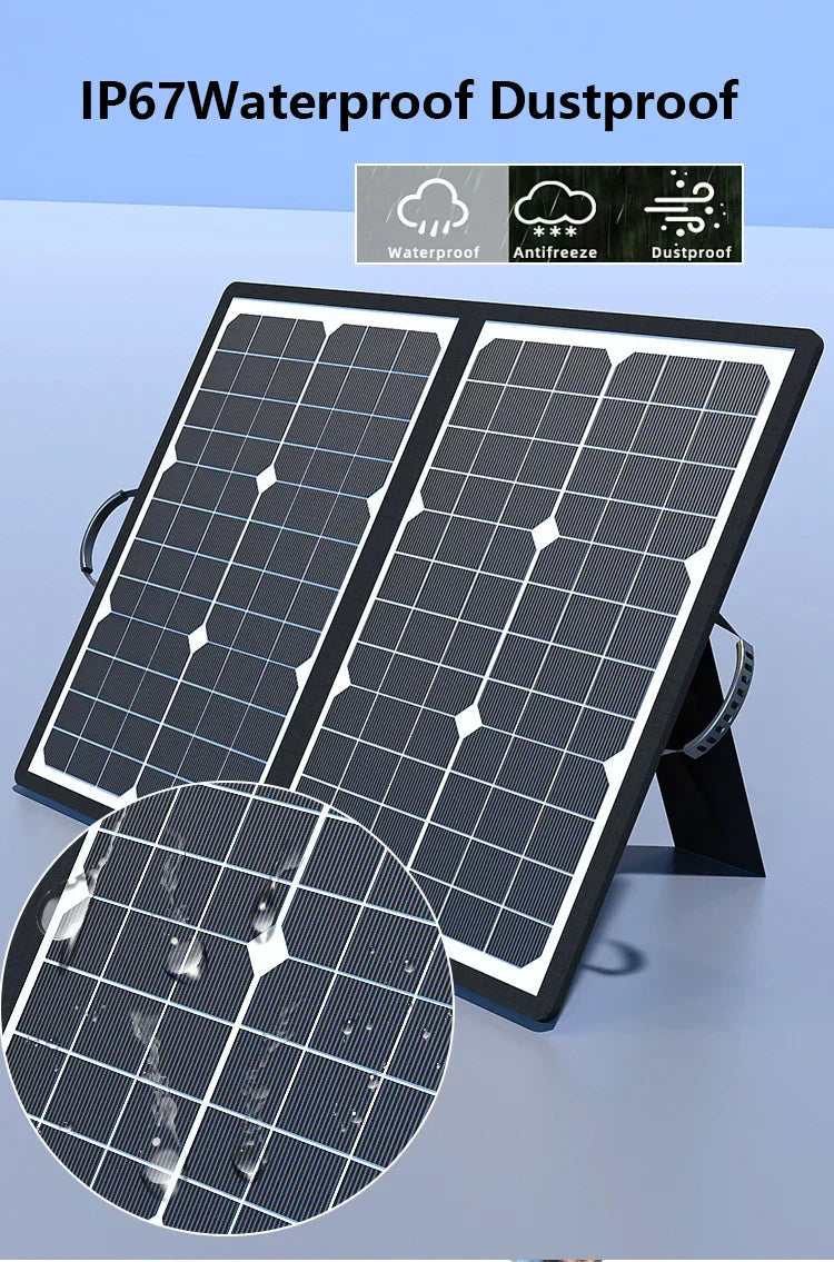 Foldable Solar Charger with MPPT Technology & USB-C for Outdoor Use