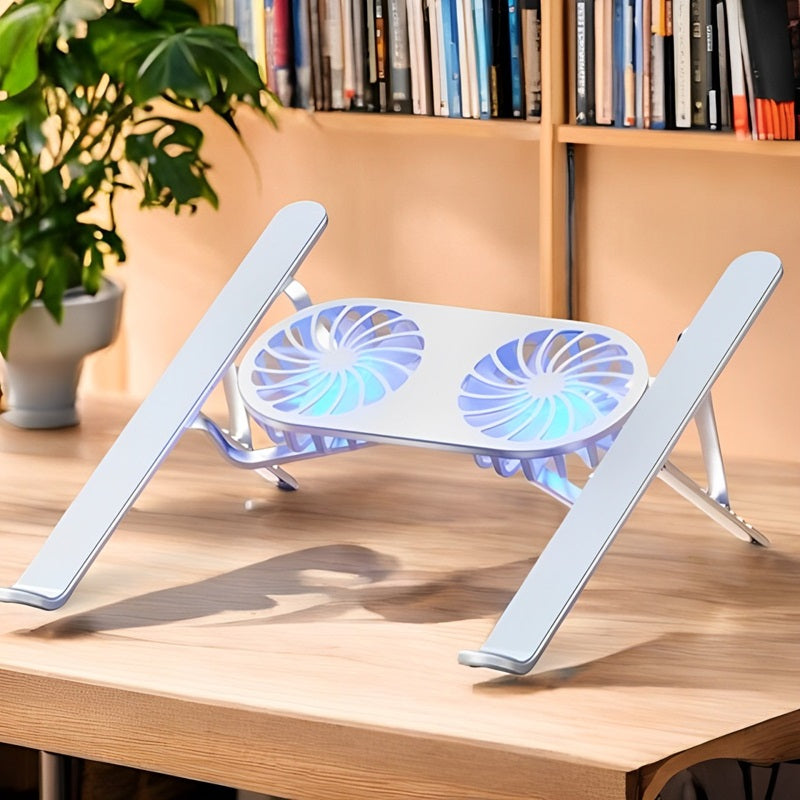 Ergonomic Laptop Desk Stand with Dual Cooling Fans - Adjustable Riser
