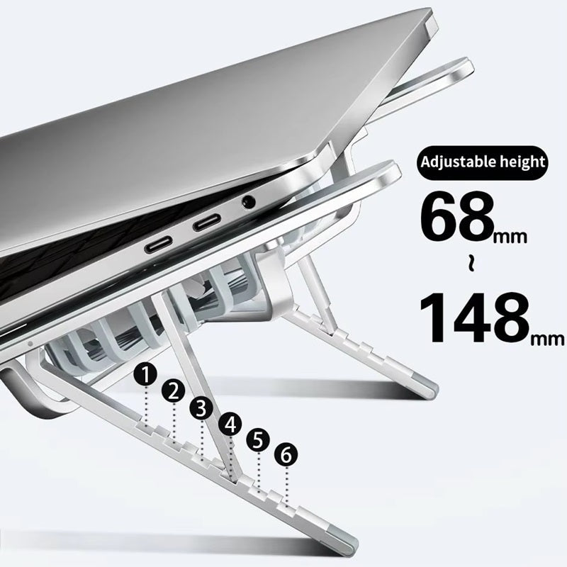 Ergonomic Laptop Desk Stand with Dual Cooling Fans - Adjustable Riser