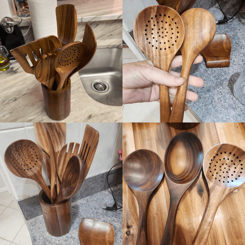 Eco-Friendly Teak Kitchen Utensil Set for Everyday Cooking