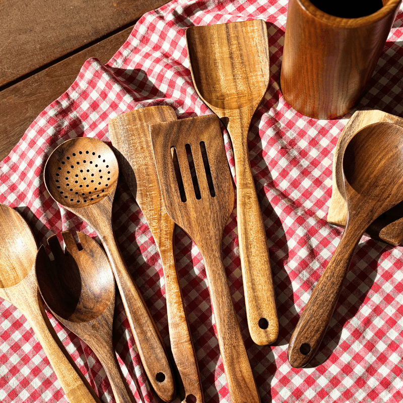 Eco-Friendly Teak Kitchen Utensil Set for Everyday Cooking