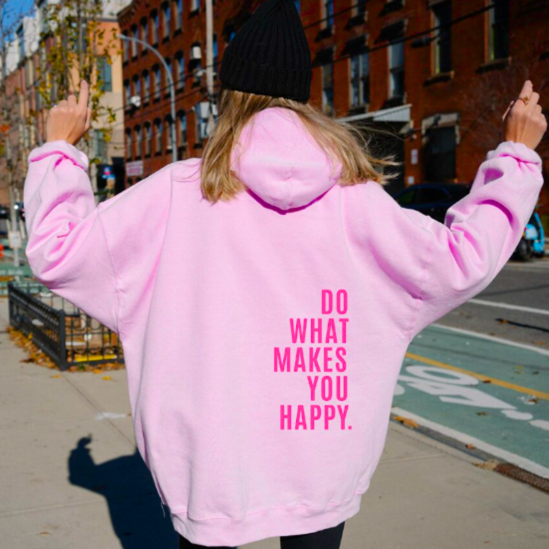 Hooded Sweatshirt | Pastel Pink Cotton Blend | Motivational Back Print | Comfortable Fit