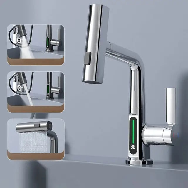 Pull-Out Spray Head Faucet with 3 Functions