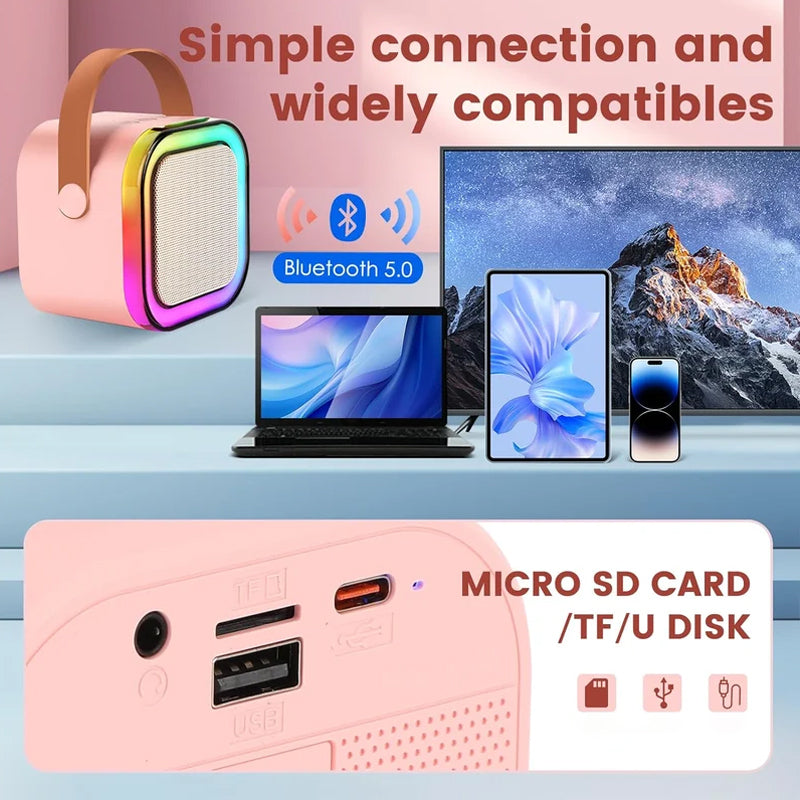 Compact Karaoke System Featuring Cordless Microphone