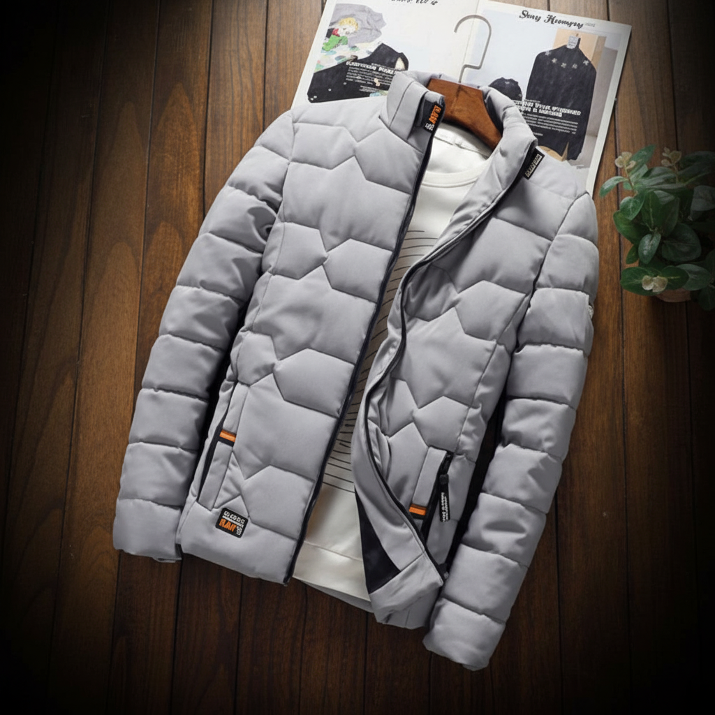 Men's Insulated Jacket with Secure Zipper Pockets for Daily Use
