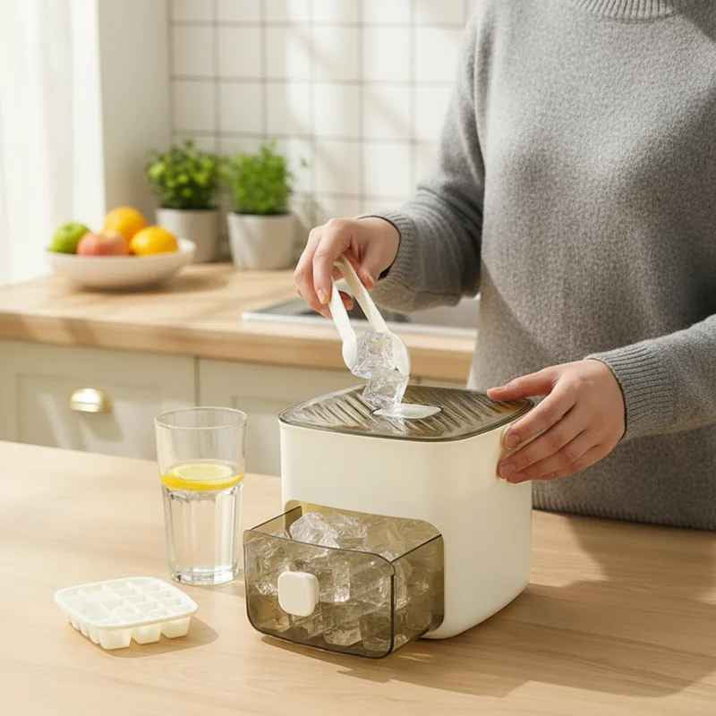 48-Cube Ice Tray with Press Mechanism – Spill-Free and Easy to Use
