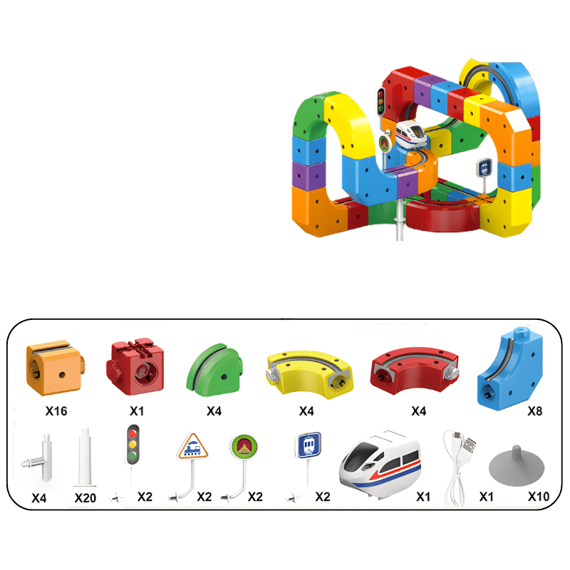 KidSmart 3D Train Building Set with Rechargeable Engine