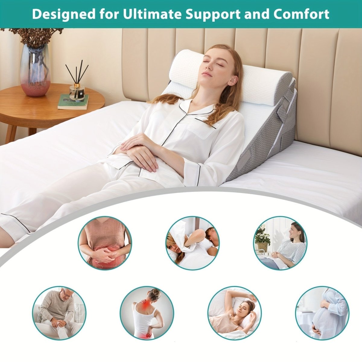 CloudSupport Adjustable Foam Wedge Pillow for Back and Leg Comfort