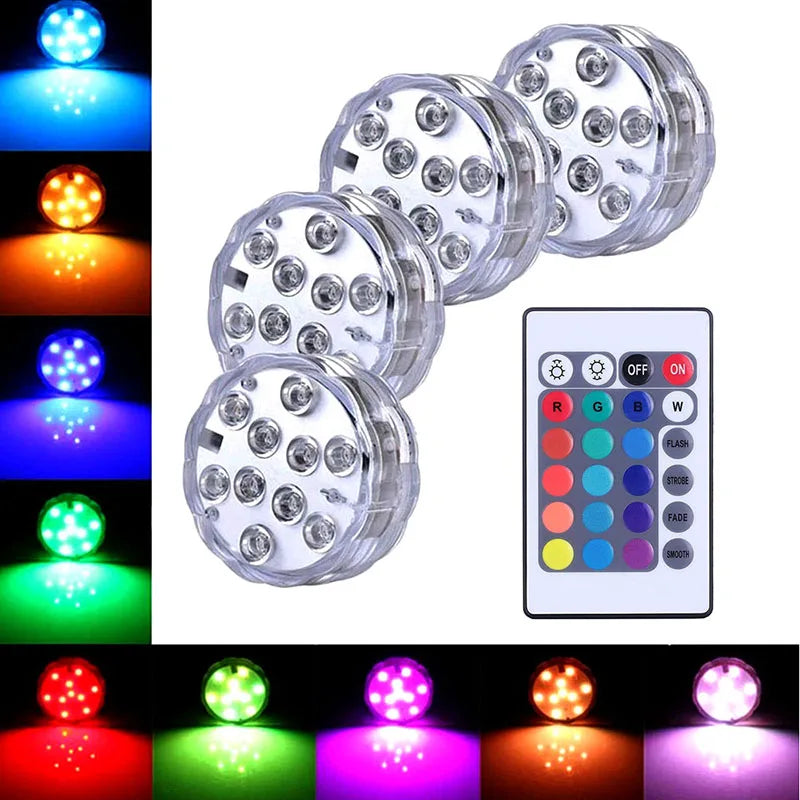 Submersible RGB LED Pool Lights with Remote – Waterproof Floating Illumination