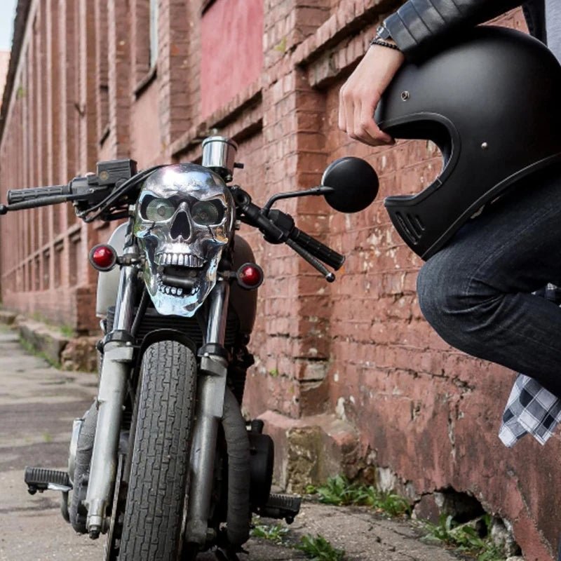 Chrome Glow Skull Motorcycle Lamp with LED Eyes