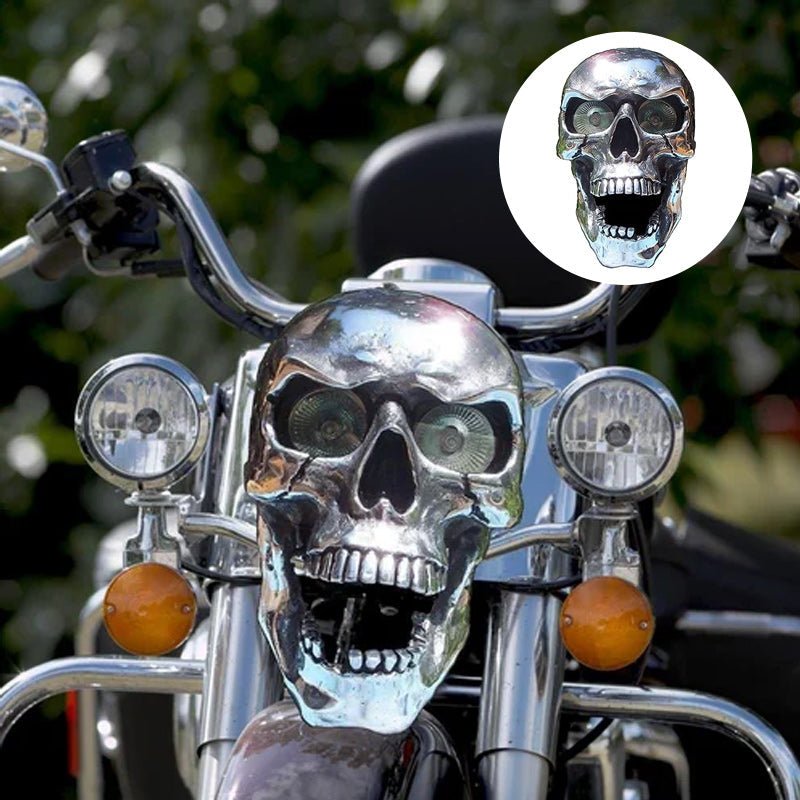 Chrome Glow Skull Motorcycle Lamp with LED Eyes