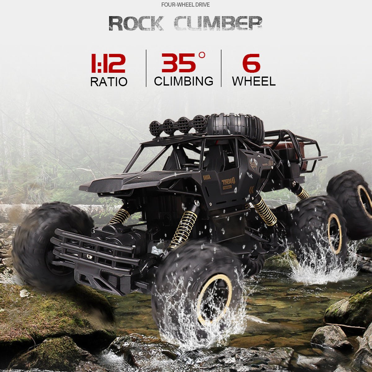 TrailBlazer 6WD Remote-Controlled Monster Truck with LED Lights