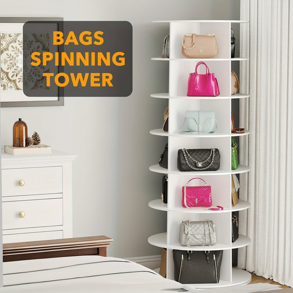 Space-Saving Vertical Shoe Organizer with 360° Rotation