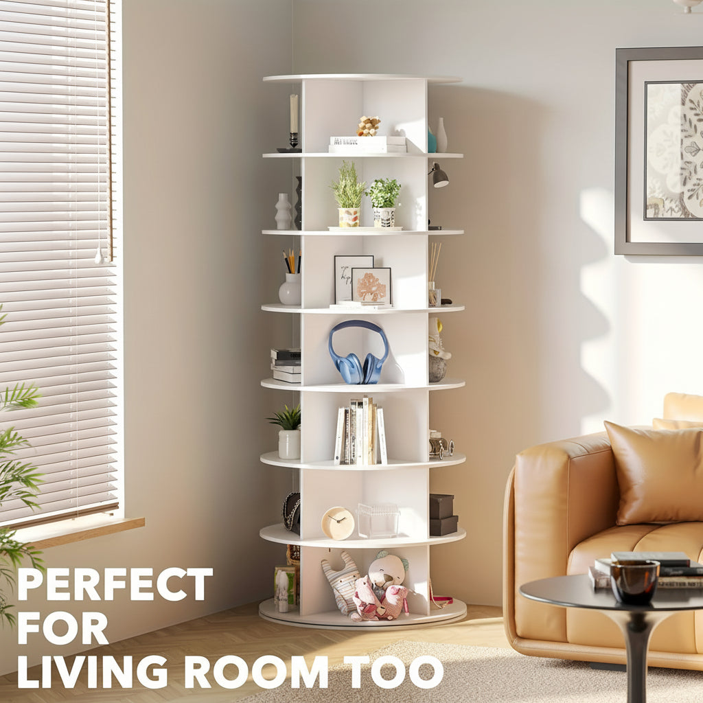 Space-Saving Vertical Shoe Organizer with 360° Rotation