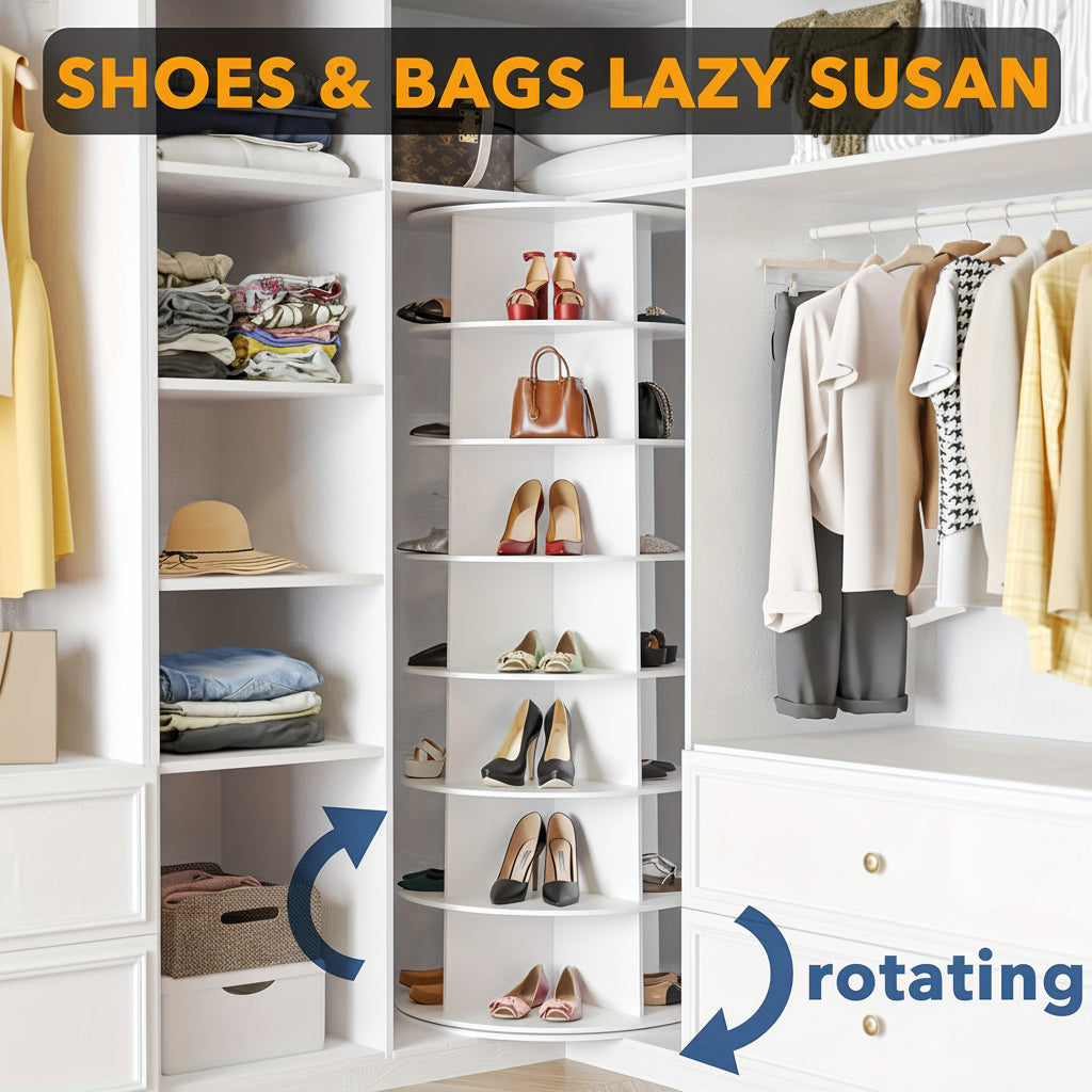 Space-Saving Vertical Shoe Organizer with 360° Rotation