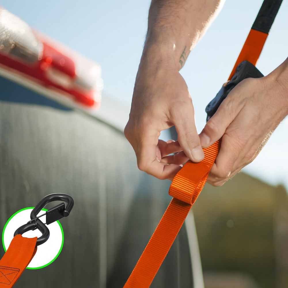 Heavy-Duty Cargo Tie-Down System with Automatic Hooks