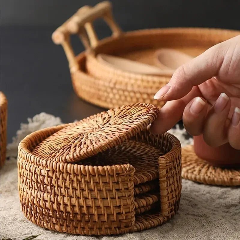 Elegant Rattan Coasters - Protect Your Surfaces in Style