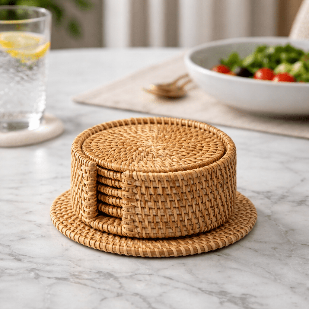 Elegant Rattan Coasters - Protect Your Surfaces in Style