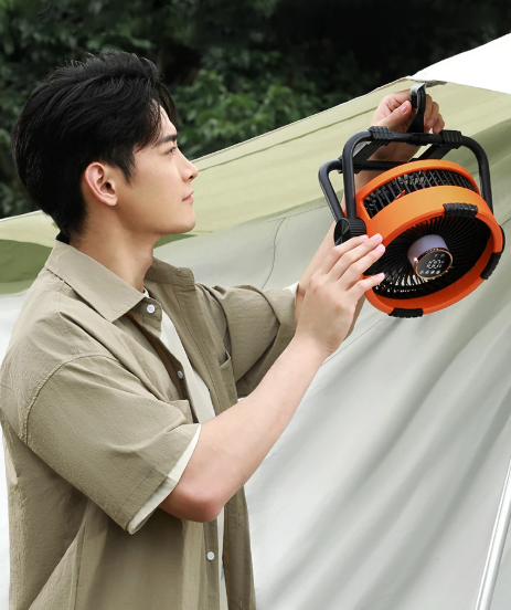 Portable 3-in-1 Camping Fan with LED Light and Power Bank for Outdoors
