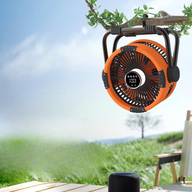 LED Light Camping Fan with Rechargeable Power Bank – 20000mAh, 4 Speeds, Remote